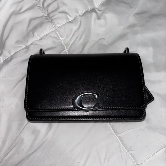 Coach Black Leather Crossbody with Silver 'C' Hardware - Picture 1 of 6